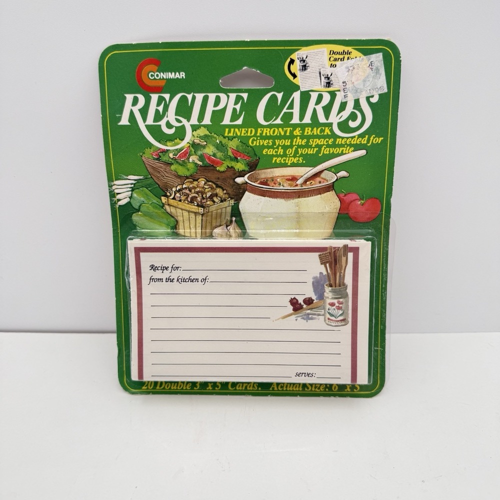 Vintage Conimar Recipe Cards 20 Double 3" x 5" Cards Made in USA / New Old Stock